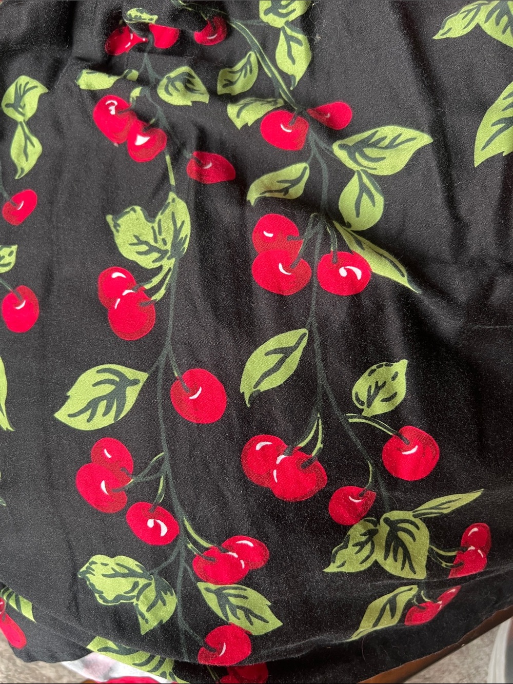 Pinup Girl Black Cherry Print gathered Skirt - Picture 3 of 5